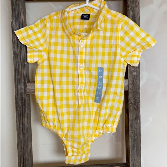 infant yellow button down shirt